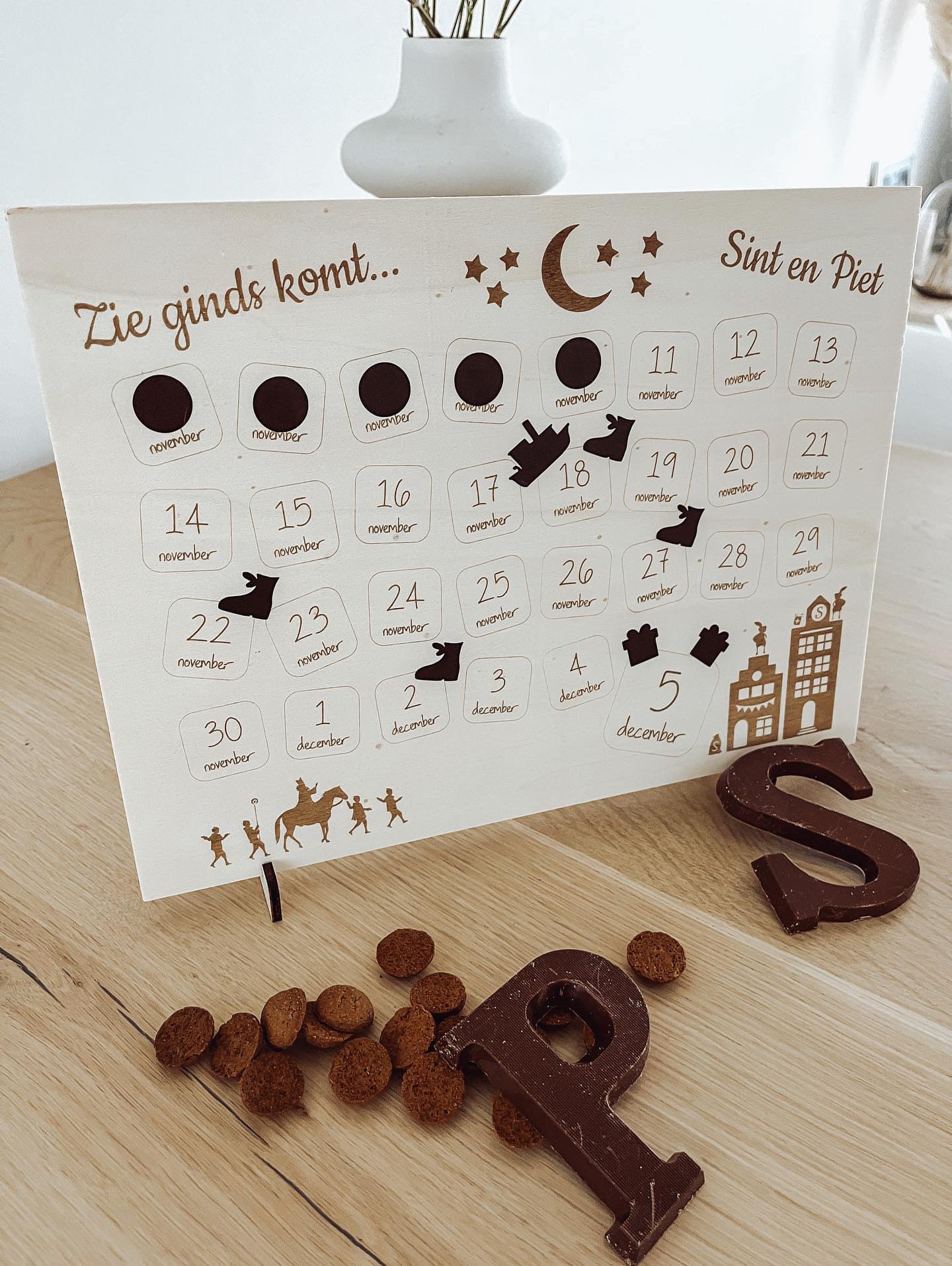 Sinterklaas houten aftelkalender + stickervel