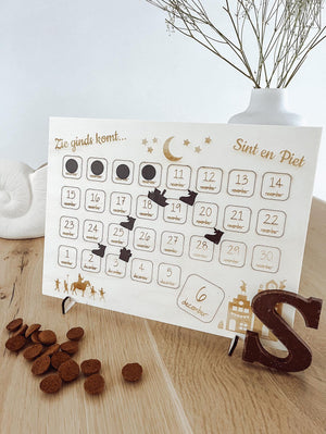 België ~ Sinterklaas houten aftelkalender + stickervel - yourlittlefamily-nl - 