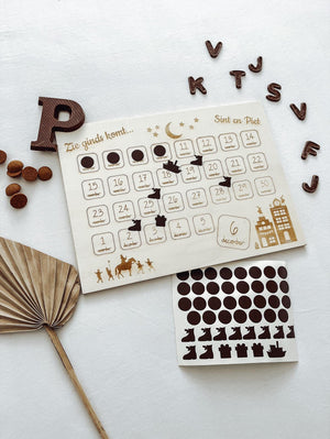 België ~ Sinterklaas houten aftelkalender + stickervel - yourlittlefamily-nl - 