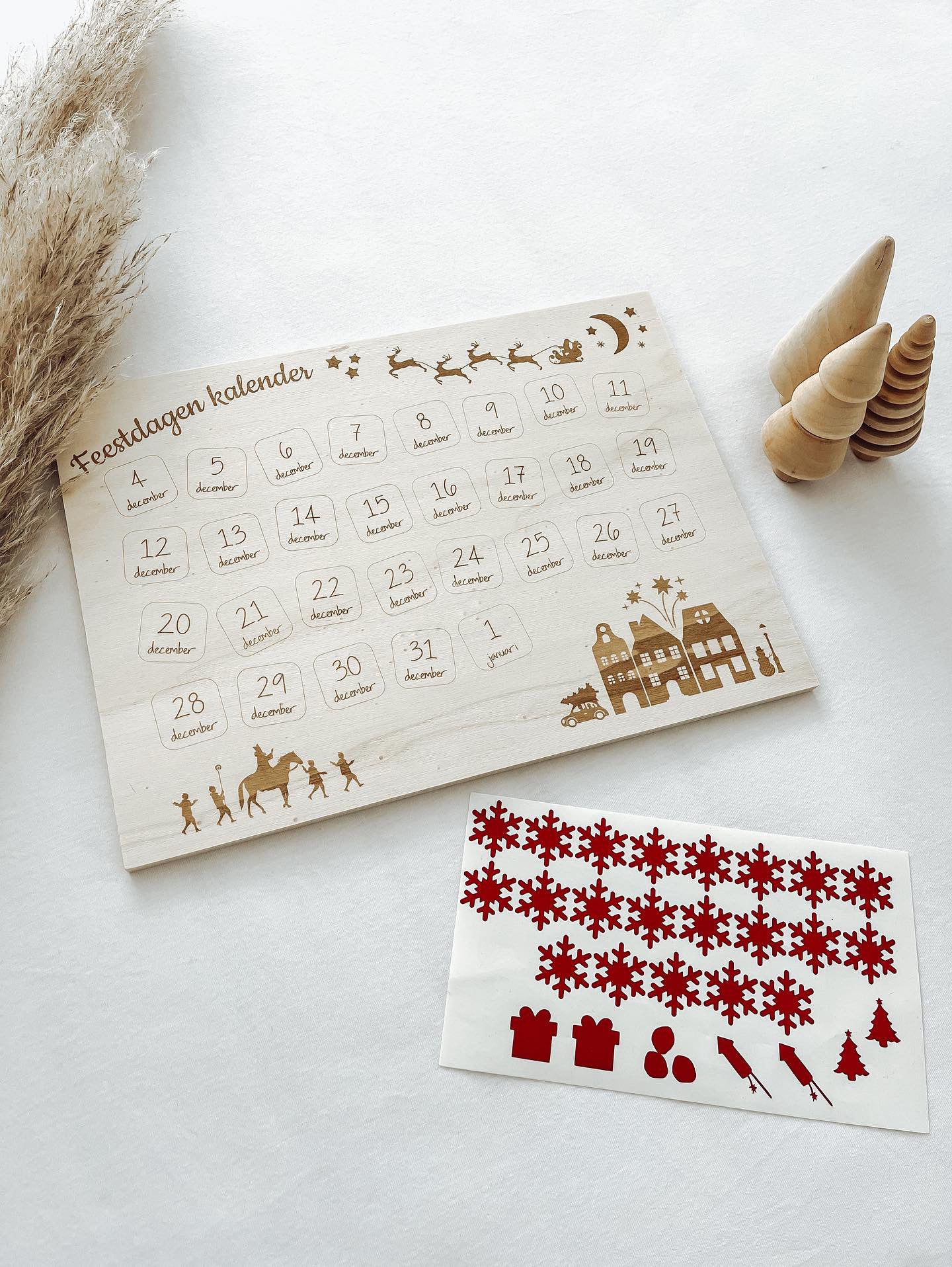 Stickervel voor houten aftelkalender feestdagen