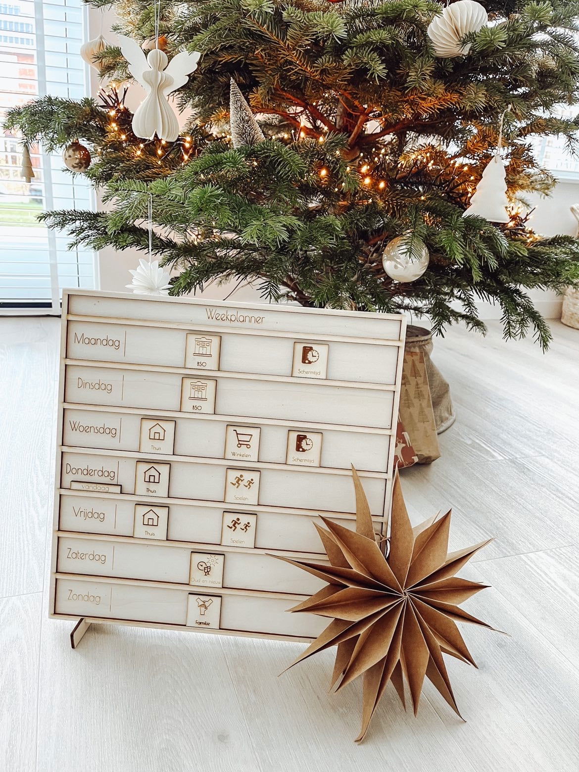 Weekplanner hout + 45 pictogrammen - yourlittlefamily-nl - 